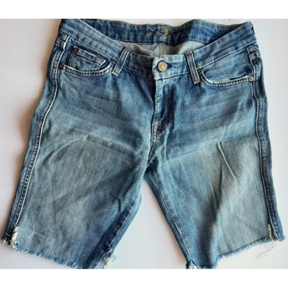 7 For All Mankind • A Pocket Distressed Hem Bermuda Shorts - Picture 1 of 7